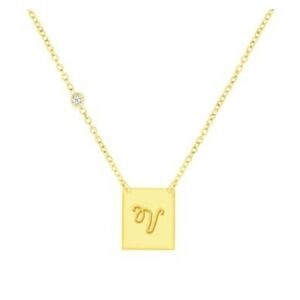 Savvy Cie 18k Gold Vermeil Script Initial Pendant Necklace Letter V